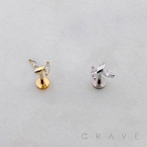 MARQUISE CZ CASCADE THREADLESS (PUSH IN) 316L SURGICAL STEEL LABRET SET